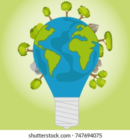 A light bulb in the form of a planet Earth. Eco symbol. Flat design, vector illustration, vector.