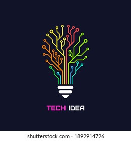 Light bulb in form of printed circuit board on black background.