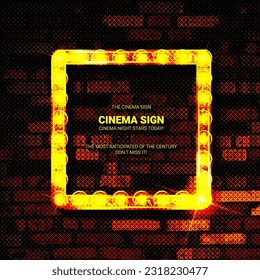 Light bulb frame with space for text on brick wall background. Editable vector template