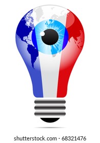 light bulb with france flag