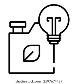 Light bulb with a fuel canister representing biofuels, renewable energy storage, and green fuel innovation