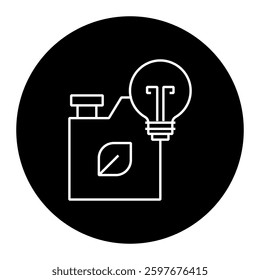 Light bulb with a fuel canister representing biofuels, renewable energy storage, and green fuel innovation