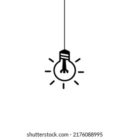 Die Glühbirne ist voller kreativer Ideen und Gedanken. Glühbirne hängt Vektorsymbol. Illustrationssymbole