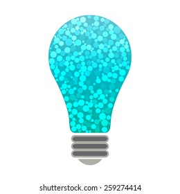 Light bulb full of glowing  circles, bokeh effect, vector isolated illustration