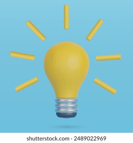 The light bulb is full of ideas and creative thinking, analytical thinking for processing. 3D vector illustration