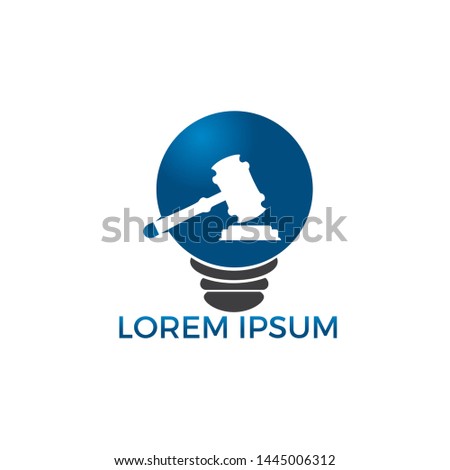 Light bulb and Gavel logo design. Education, legal services logo. Notary, justice, lawyer icon or symbol Vector	