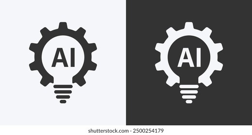 Light bulb with gear and AI chipset icon. Flat design. Artificial intelligence technology concept design. Big data and Machine learning. Vector illustration design for web, UX, UI, and app.