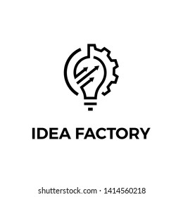 light bulb gear arrow line logo design inspiration