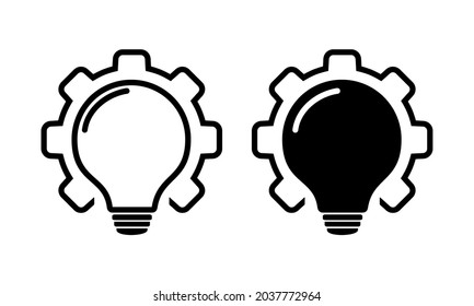 Light bulb with gear, cogwheel icon. Illustration vector