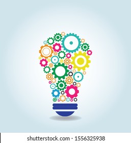 light bulb and gear. colorful light gear. gear light vector