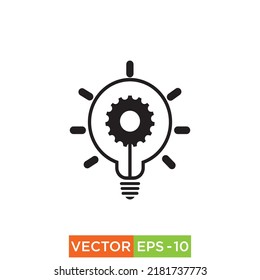 Light Bulb with gear Icon design for web and print use