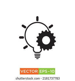 Light Bulb with gear Icon design for web and print use