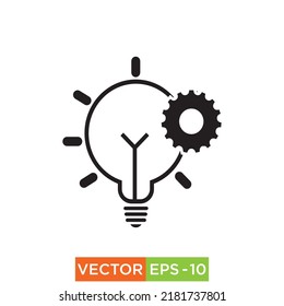 Light Bulb with gear Icon design for web and print use