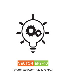 Light Bulb with gear Icon design for web and print use