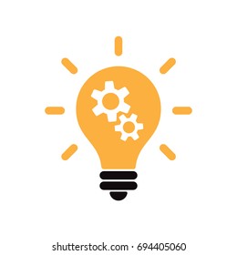 Light bulb with gear icon. Flat design vector illustration.