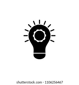 Light bulb with gear icon on white background