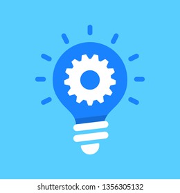 Light Bulb And Gear Icon. Solution, Idea, Innovation Concepts. Lightbulb And Cog. Modern Flat Design. Vector Icon