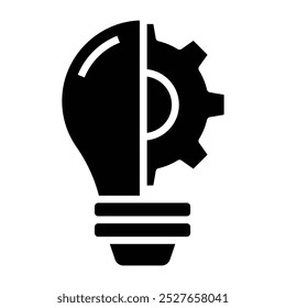 Light bulb with gear icon. vector illustration.