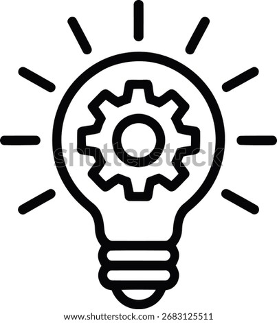 Light bulb with gear. Idea icon. Innovation symbol. Solution outline.