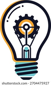 Bombilla con engranaje en el interior aislado, que representa la innovación, la creatividad y la tecnología