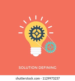 
Light bulb with gear inside symbolising solving a problem or dealing with a difficult situation, define solution 
