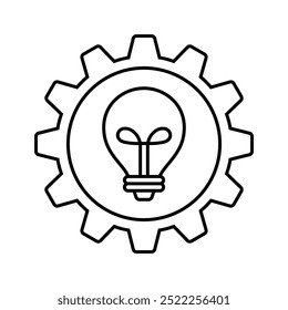 Bombilla en icono de línea de engranajes editable concepto de inspiración de movimiento símbolo de negocio aislado