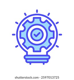 Light Bulb with Gear line icon. Universal creative premium symbol. Vector sign icon logo template. Vector illustration
