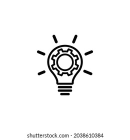 Light bulb with gear logo icon isolated on white background. Vector illustration
