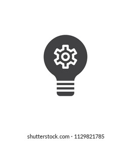 Light bulb and gear vector icon. filled flat sign for mobile concept and web design. Working idea simple solid icon. Symbol, logo illustration. Pixel perfect vector graphics