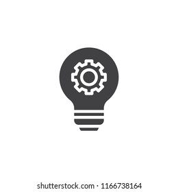 Light bulb and gear vector icon. filled flat sign for mobile concept and web design. Working Process simple solid icon. Symbol, logo illustration. Pixel perfect vector graphics