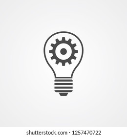 Light bulb with gear vector icon sign symbol