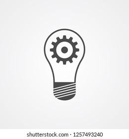 Light bulb with gear vector icon sign symbol
