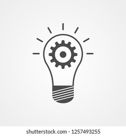 Light bulb with gear vector icon sign symbol