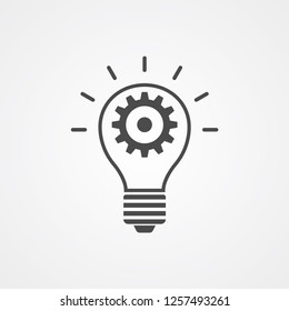 Light bulb with gear vector icon sign symbol