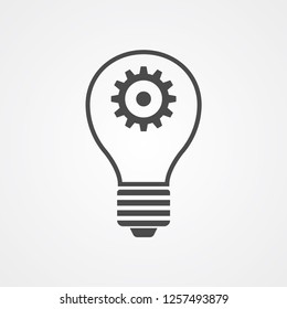 Light bulb with gear vector icon sign symbol