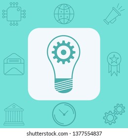 Light bulb with gear vector icon sign symbol
