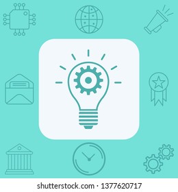 Light bulb with gear vector icon sign symbol