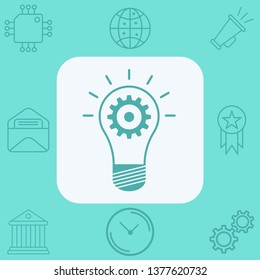 Light bulb with gear vector icon sign symbol