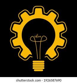 light bulb in gear vector, idea logo for website and presentation