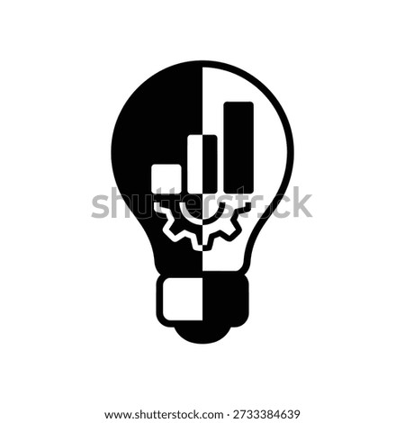 A light bulb with gears and bar chart icon