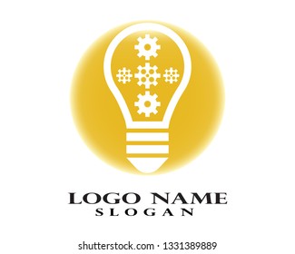 Light Bulb with gears and cogs. Infographic design template. Business concept. Vector illustration.
