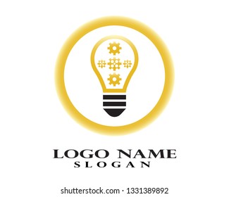 Light Bulb with gears and cogs. Infographic design template. Business concept. Vector illustration.