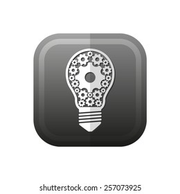 light bulb with gears and cogs - vector icon, flat design