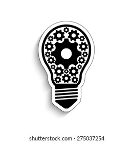 light bulb with gears and cogs - vector icon