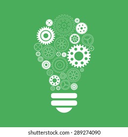 Light bulb of gears and cogs. Vectori illustration