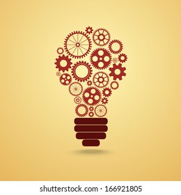 light bulb with gears and cogs working together