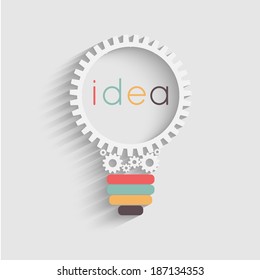 light bulb with gears and cogs working together, idea concept