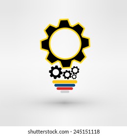 light bulb with gears and cogs working together, idea concept