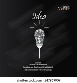 light bulb with gears and cogs working together.light concept.lamp concept  
