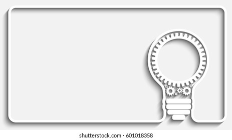 light bulb with gears and cogs working together. Creative frame. Eps10 vector background for your design